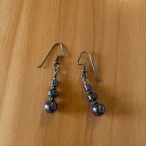 Hematite Bead Drop Dangle Earrings - Women Jewelry